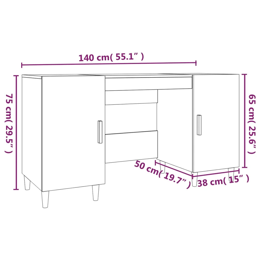 Scrivania tavolo postazione di lavoro mobile per computer studio 140 x 50 x 75 cm legno ingegnerizzato bianco 02_0023514