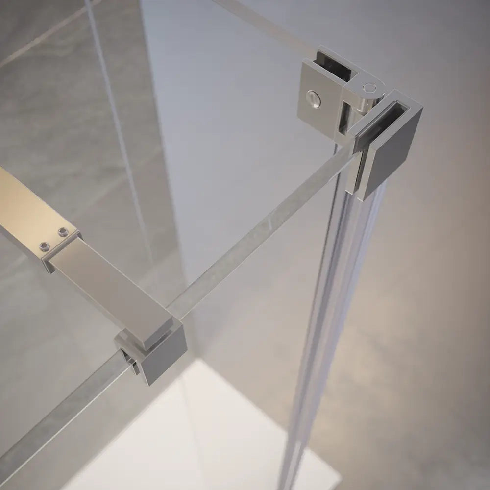Doccia walk-in 60cm + anta 30cm vetro temperato anticalcare 10mm trasparente profili cromo | Naxos