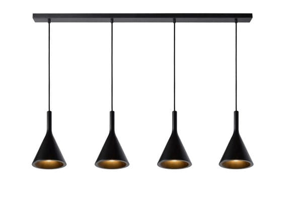 Lampadario in cemento nero Lucide Gipsy 4xE27 dimmerabile