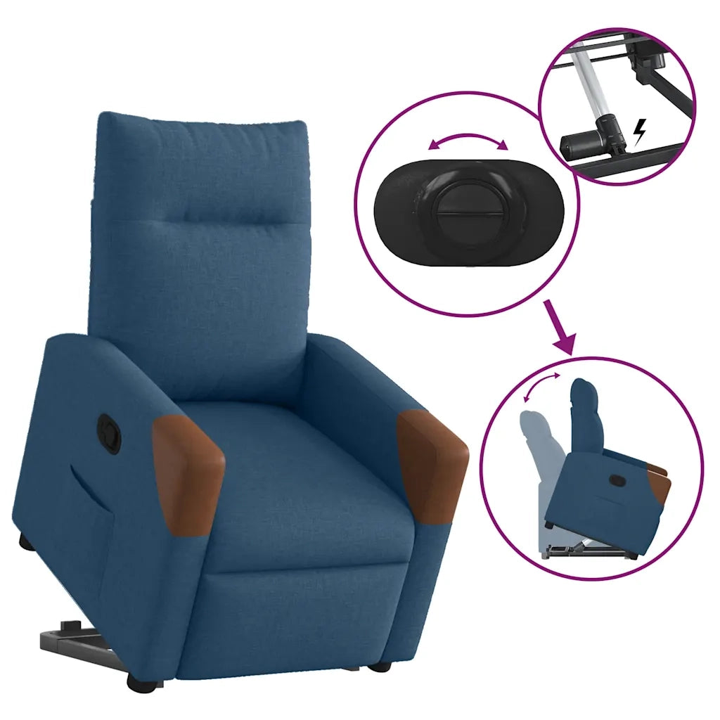 Poltrona | Sedia Relax Alzapersona Reclinabile Blu in Tessuto