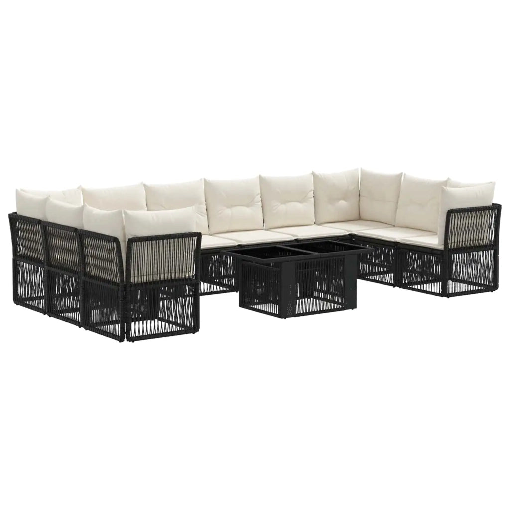 Set Divano da Giardino 11 pz Nero polyrattan 3436525