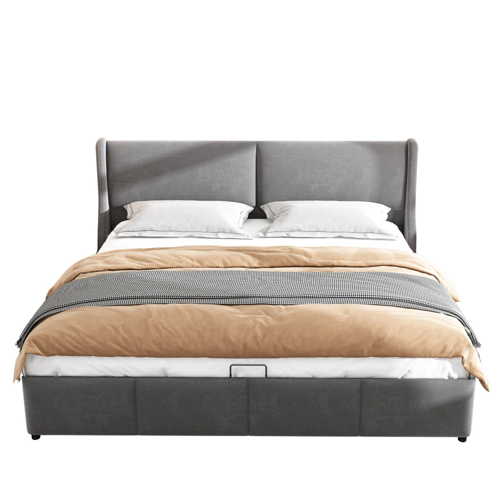 letto imbottito velluto grigio 160 x 200 cm