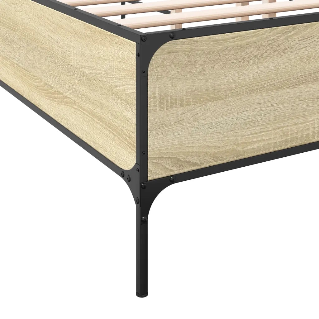 Giroletto-Struttura Letto Rovere Sonoma 150x200 cm in Legno Multistrato Metallo 830376