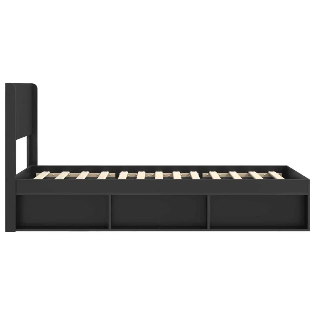 Struttura del letto con stoccaggio e testata Nero 75 x 190 cm 3414268