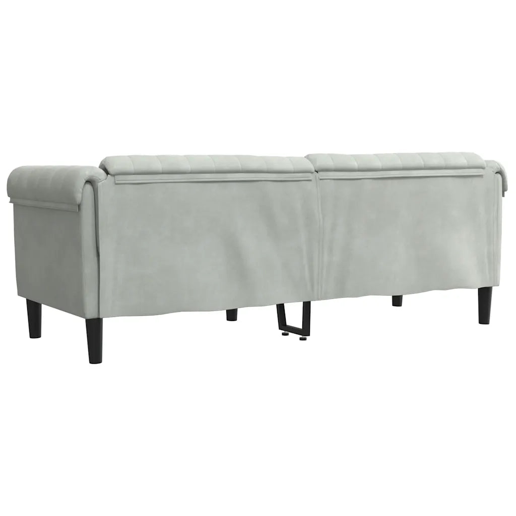 Divano a 3 Posti-Sofa 3 Posti Grigio Chiaro in Velluto