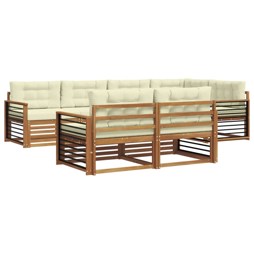 Set di divani da esterno con cuscino 7 pcs Naturale e Crema 3373630