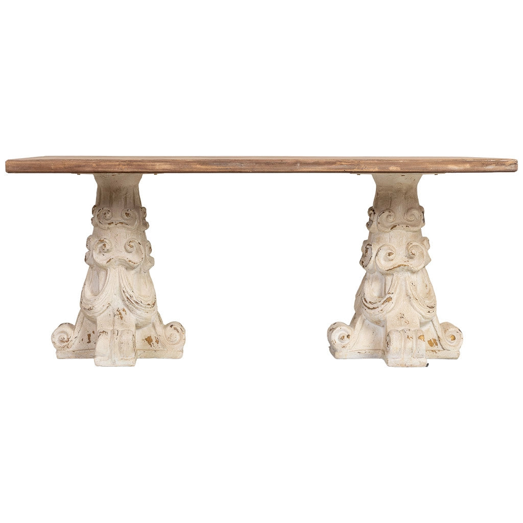 Tavolino da caffè in legno e magnesio marrone e bianco 180x95x78h cm
