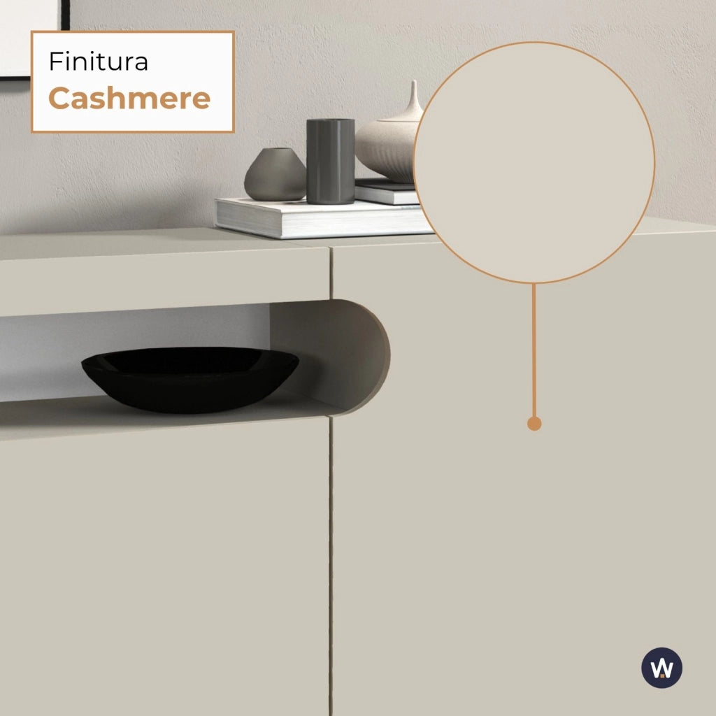 WHOUS Credenza Real con 4 ante e 1 vano aperto cashmere 200x40x80 cm