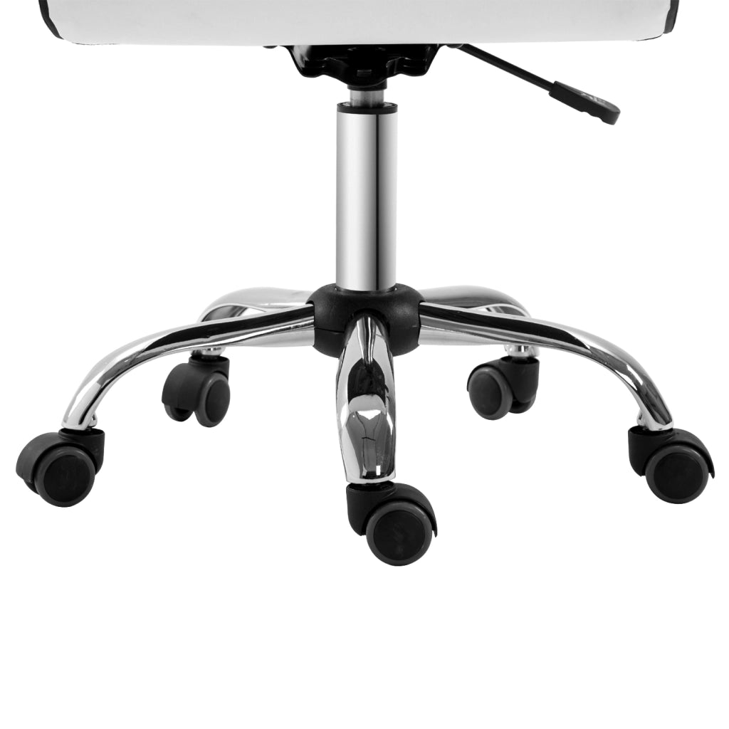 Sedia da ufficio senza braccioli, altezza regolabile 78-90 cm, sedia cosmetica con schienale, portata massima 120 kg, in pelle, bianca