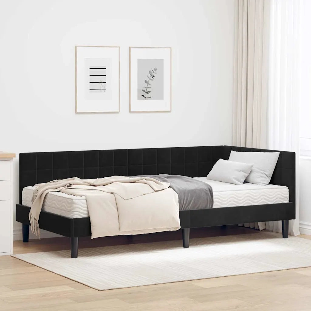 Struttura Letto Angolare con Materasso 2 pcs Nero Velluto 3393973