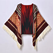 Sciarpa da viaggio vintage, mantello, scialle con nappe