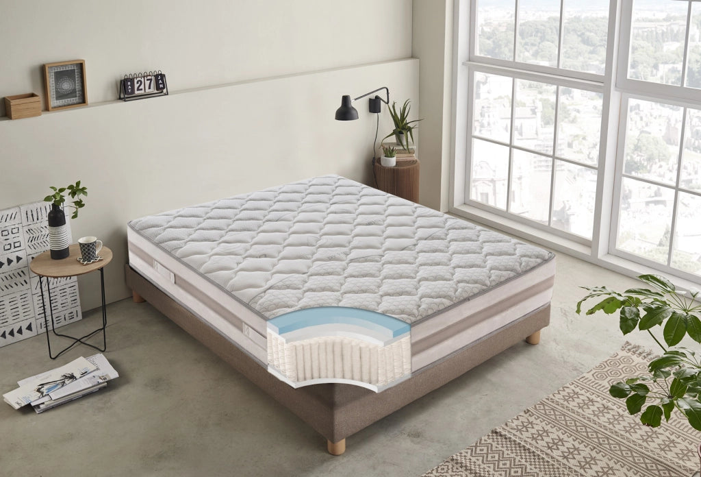 Materasso Matrimoniale 160x190 a molle insacchettate e memory foam - Alto 25 cm - ortopedico - 800 molle