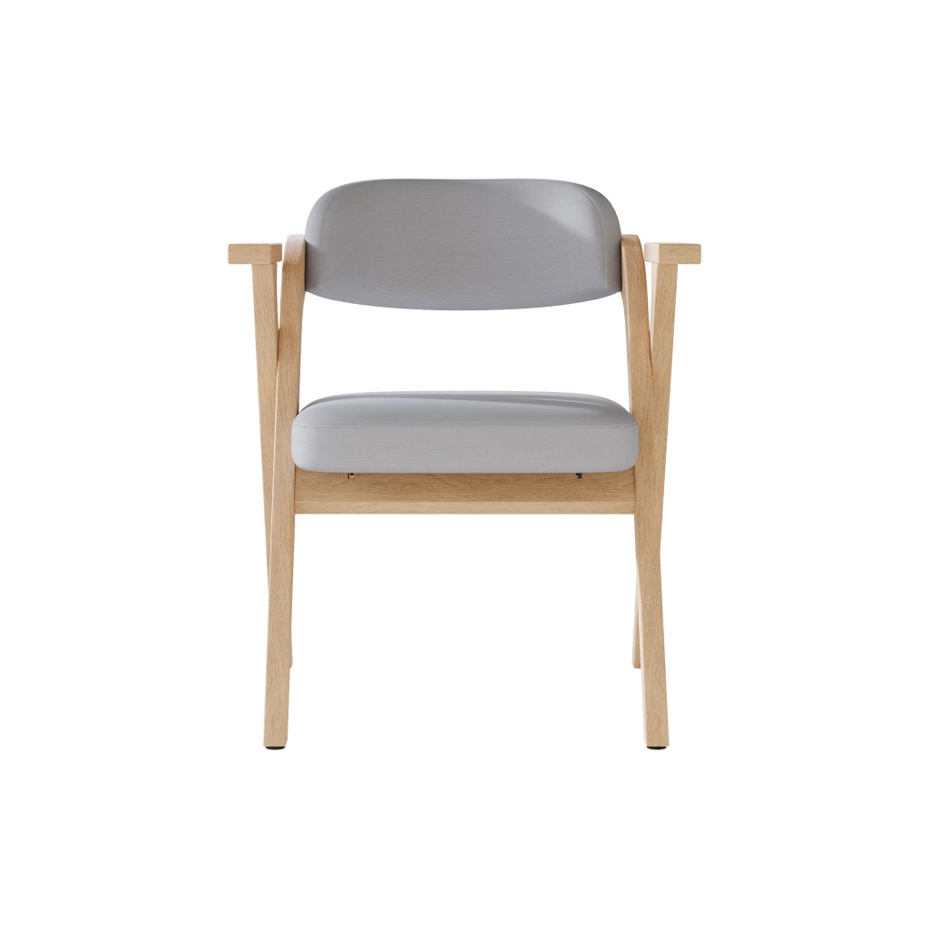 Set di 4 sedie da pranzo pieghevoli - con braccioli e seduta in lino - grigio