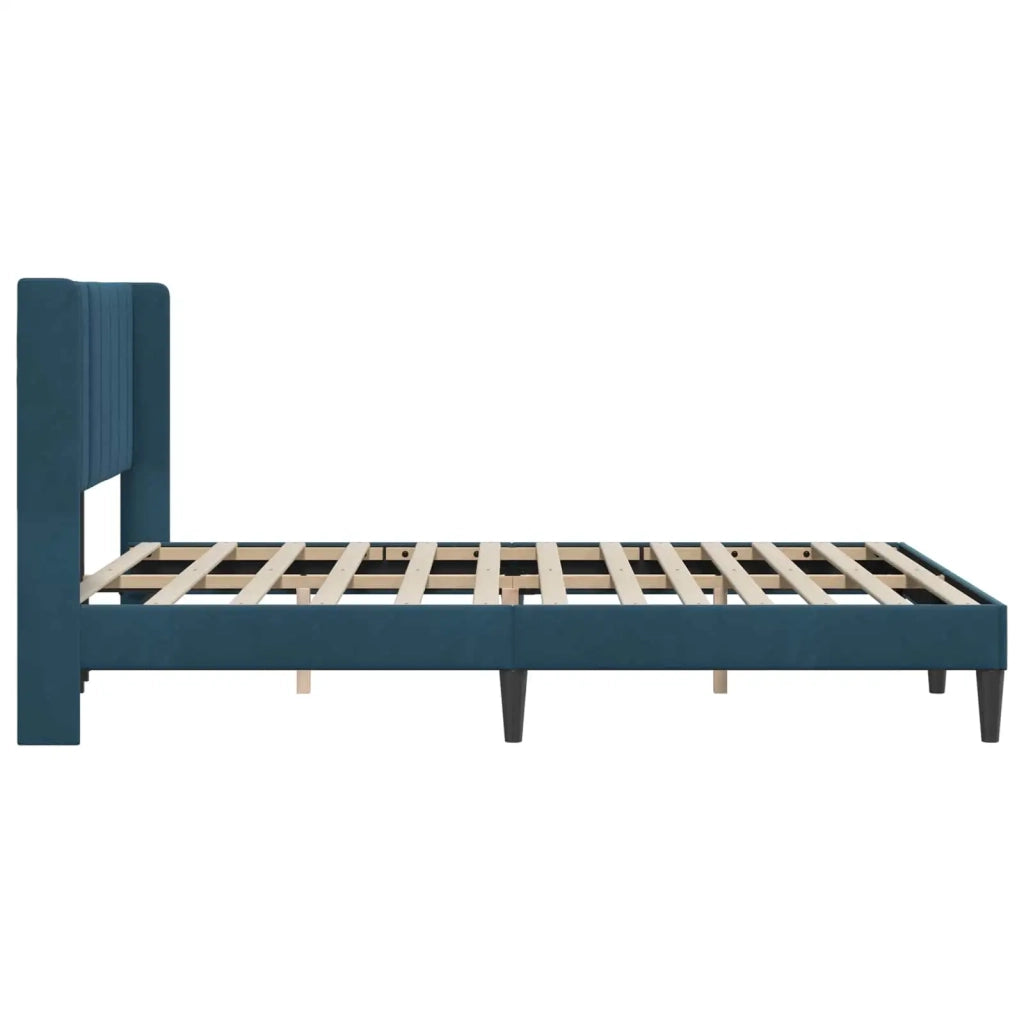 Letto matrimoniale | Letto per adulti | Struttura del letto con testiera Blu 140 x 200 cm Velluto