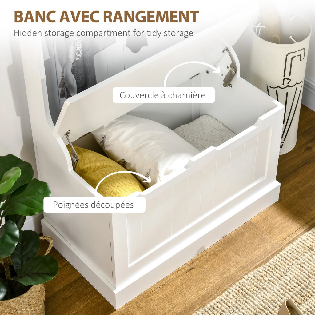 Mobile ingresso 4 in 1 con panca e appendiabiti ¨C Xylo ¨C bianco 71,5x39,5x170 cm