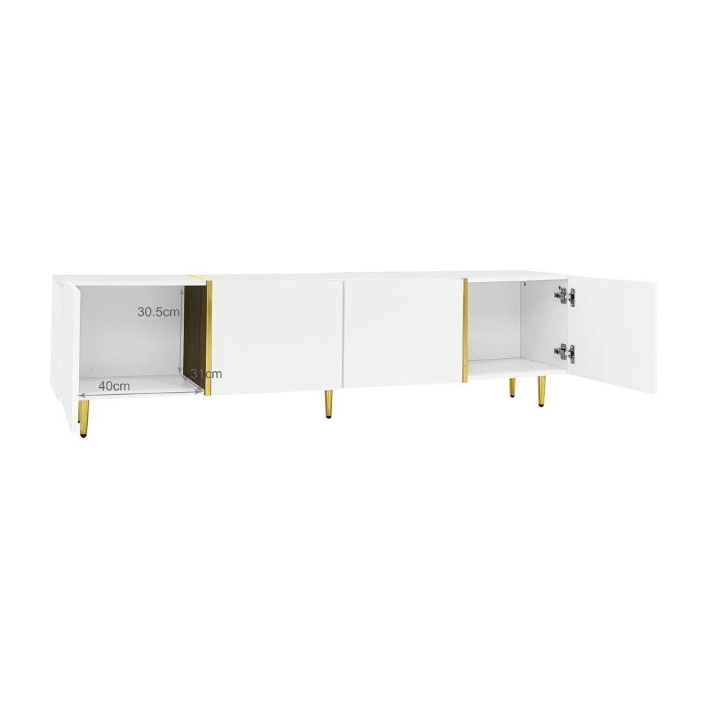 Cassettiera per TV bianca lucida in MDF lunghezza 170 cm