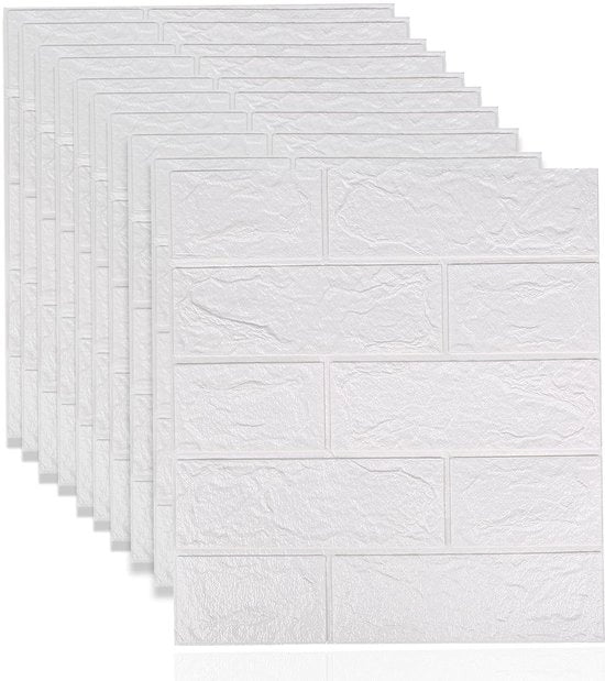 Pannelli da parete 3D autoadesivi - Disegno di mattoni bianchi - 38,5 x 35 cm - Rimovibili - Materiale schiuma PE