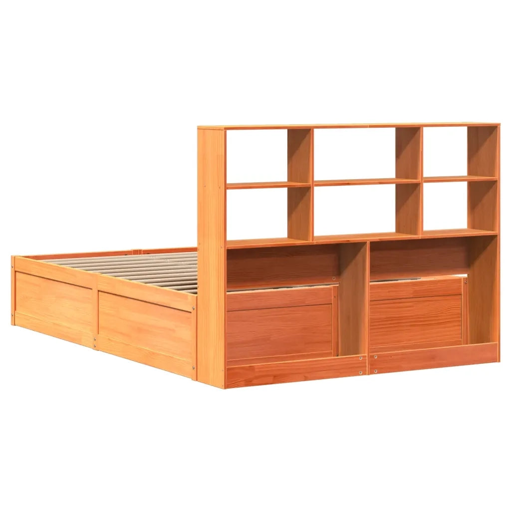 Giroletto senza Materasso-Struttura Letto Marrone Cera 150x200 cm Legno di Pino 346383