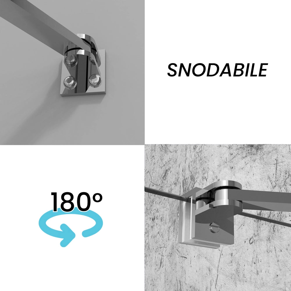 Box doccia angolare 80x80 in vetro temperato trasparente battente con profili cromo Neos