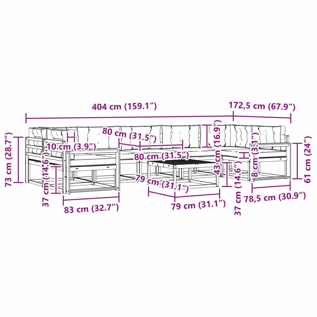 Set di divani da esterno 6 pz Bianco e Antracite 3386206