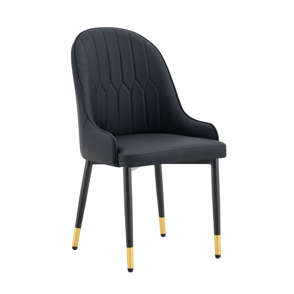 Sedie da pranzo set da 2 in pelle sintetica con schienale a fulmine, seduta imbottita e piedini antiscivolo nero
