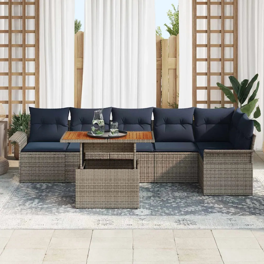 Set Divano da Giardino 7 pcs Grigio Poly Rattan 3358082