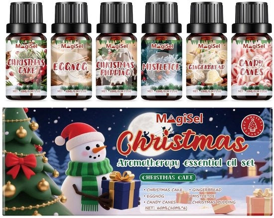 Essenze eteree per Natale, 6 x 10 ml, essenze eteree per candele, atmosfera natalizia per casa, essenze eteree, terapia aromatica per diffusore, idea regalo festivo