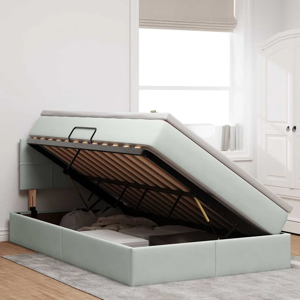 Letto con Contenitore Grigio chiaro 120 x 200 cm Velluto 3370749