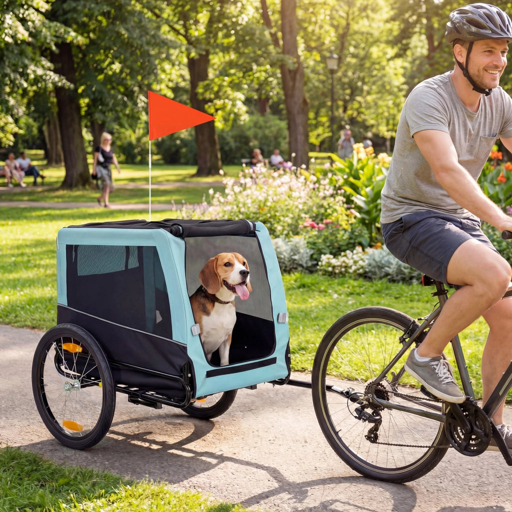 Trasportino per Cane Pieghevole per Bicicletta ¨C Zephmum ¨C Blu Chiaro 143x70x90 cm