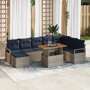 Set da Pranzo per Giardino con cuscino 9 pcs Grigio e Blu Navy 3349751