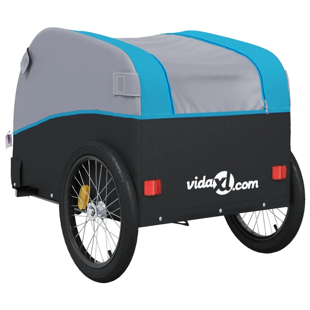 Rimorchio da Bici Nero e Blu 45 kg in Ferro 94156
