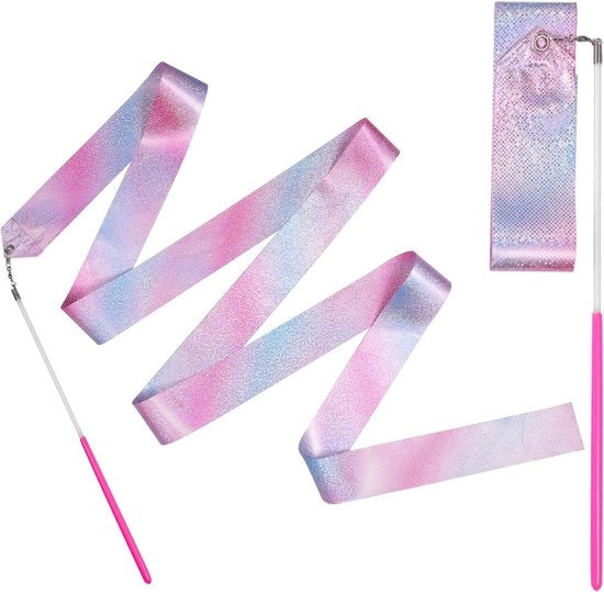 Set di 2 Linti per Danza Artistica - 2m con Asta - Regalo per Feste di Compleanno Bambini