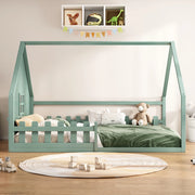 Letto singolo per bambini - Zephmum- 140x200 cm- Verde- Pino, sponde