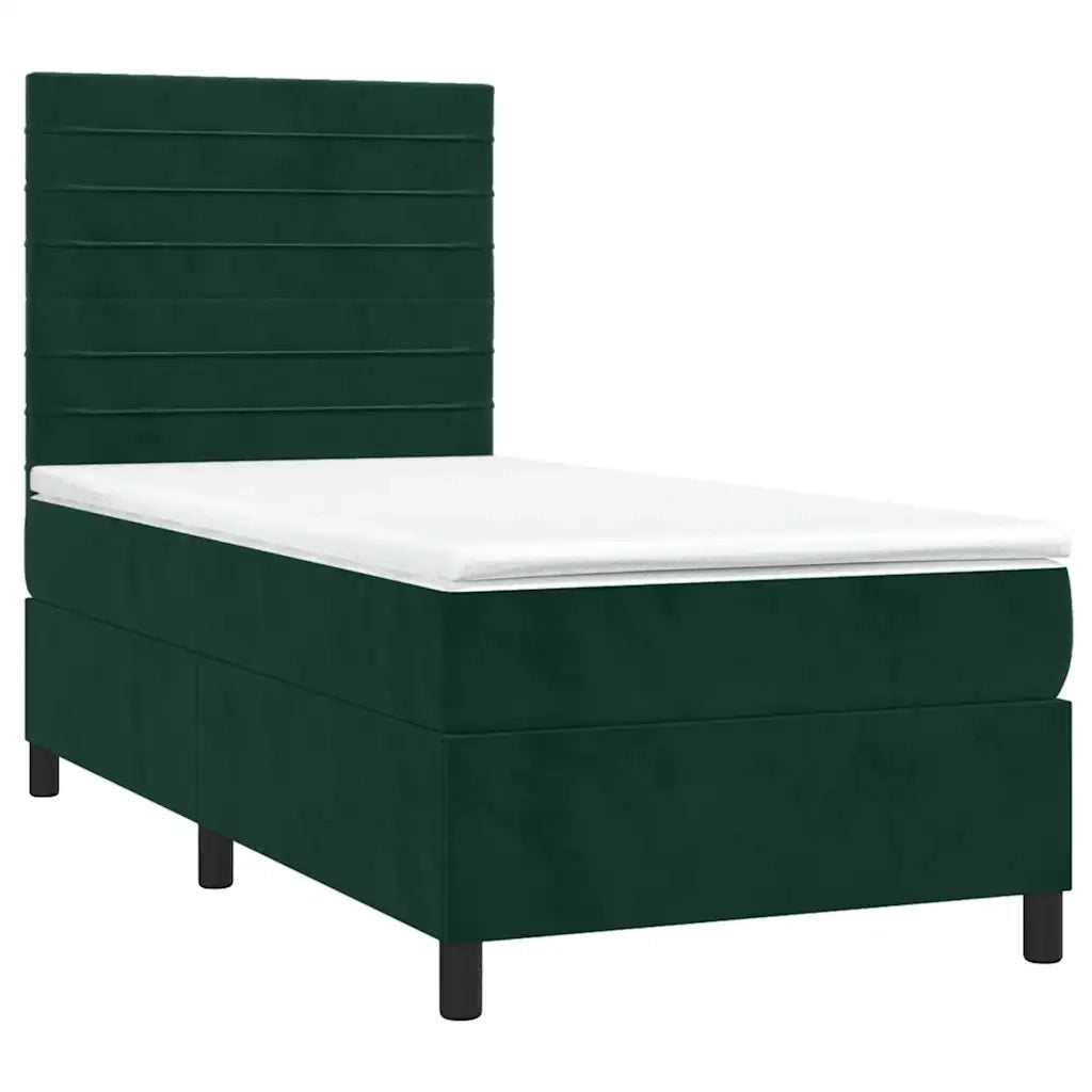 Giroletto a Molle con Materasso-Struttura Letto Verde Scuro 90x200 cm Velluto 456964
