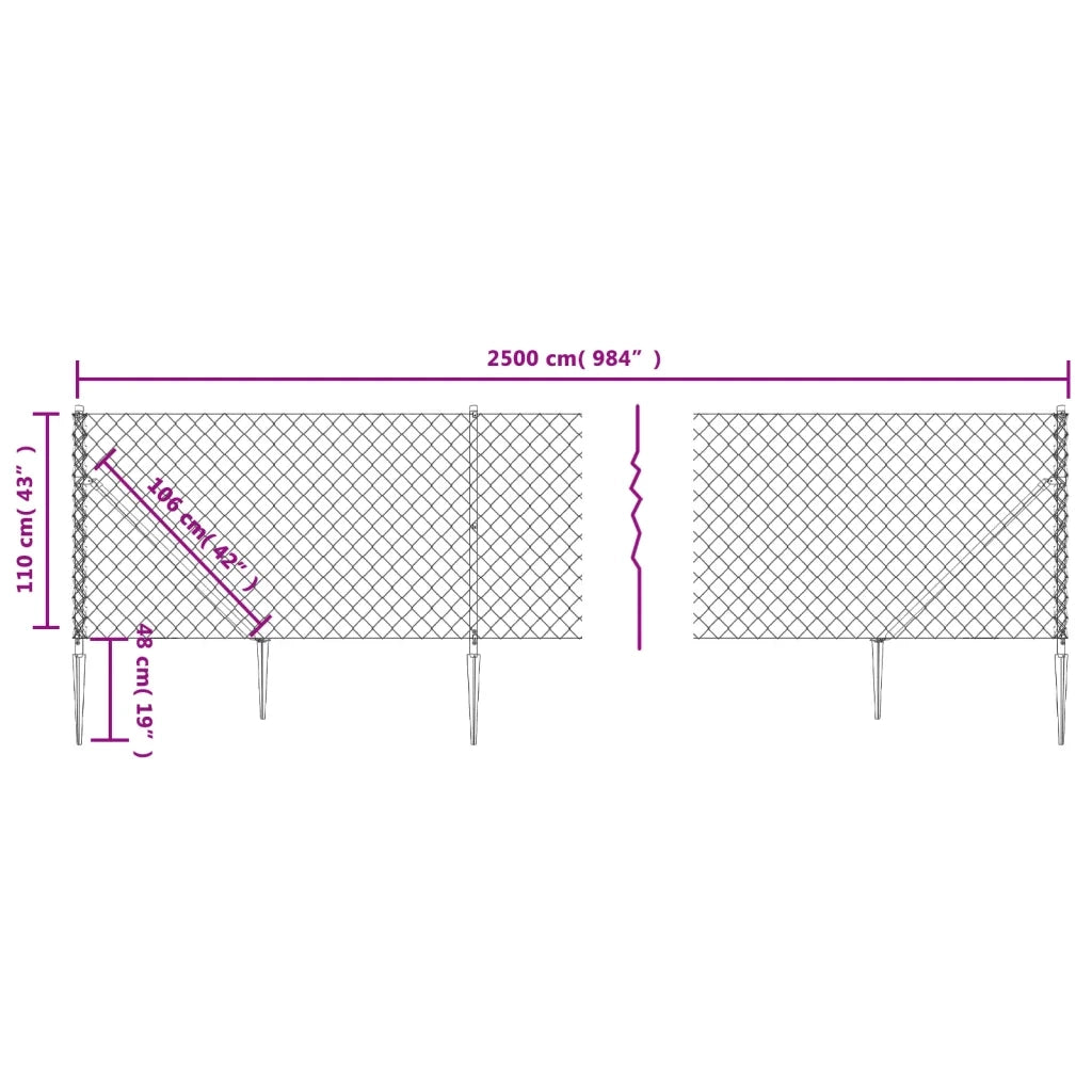Recinzione da Giardino | Recinzione a Rete con Picchetti Ancoraggio Verde 1,1x25 m