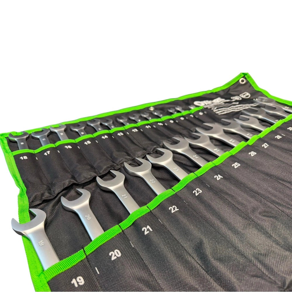 Serie 26 Chiavi Combinate Fisse e Stella in Acciaio Cromo Vanadium con Astuccio Porta Chiavi Misure da 6 a 32 mm per Officina e Fai da Te