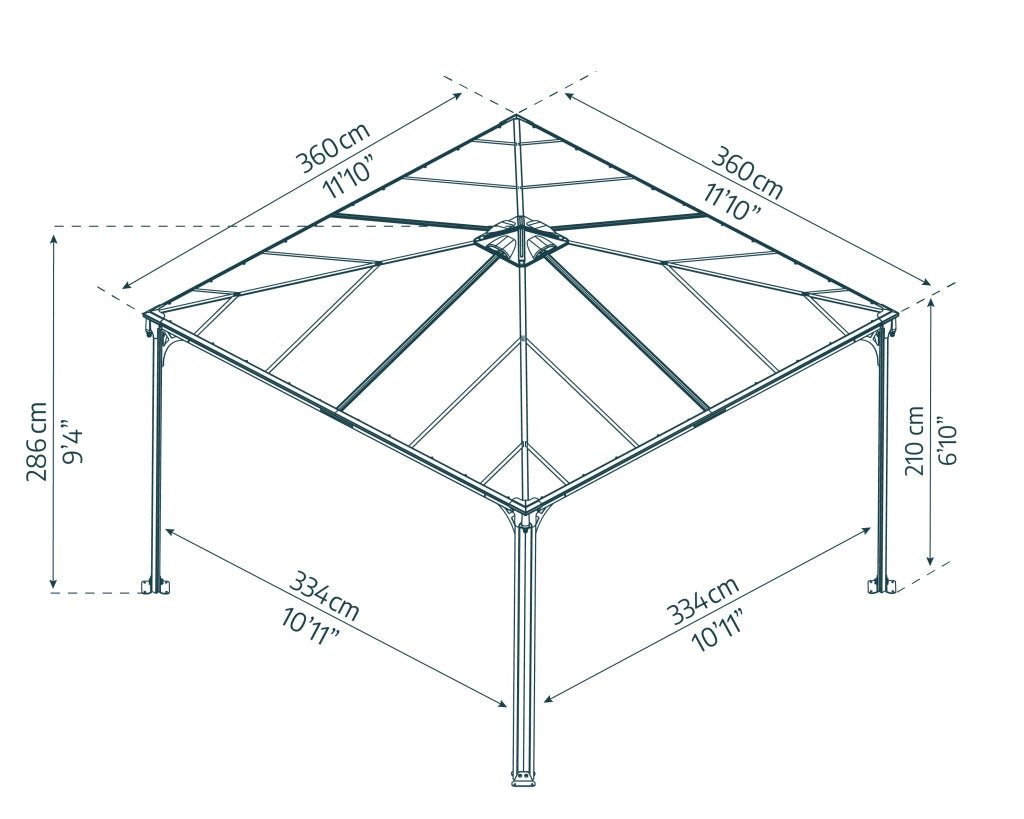 Canopia Palermo Gazebo in Alluminio 3.6X3.6 m