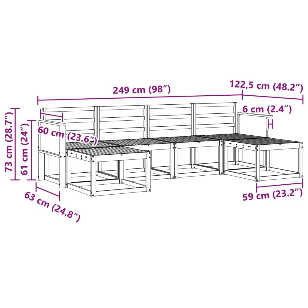 Set di divani da esterno 6 pcs Naturale