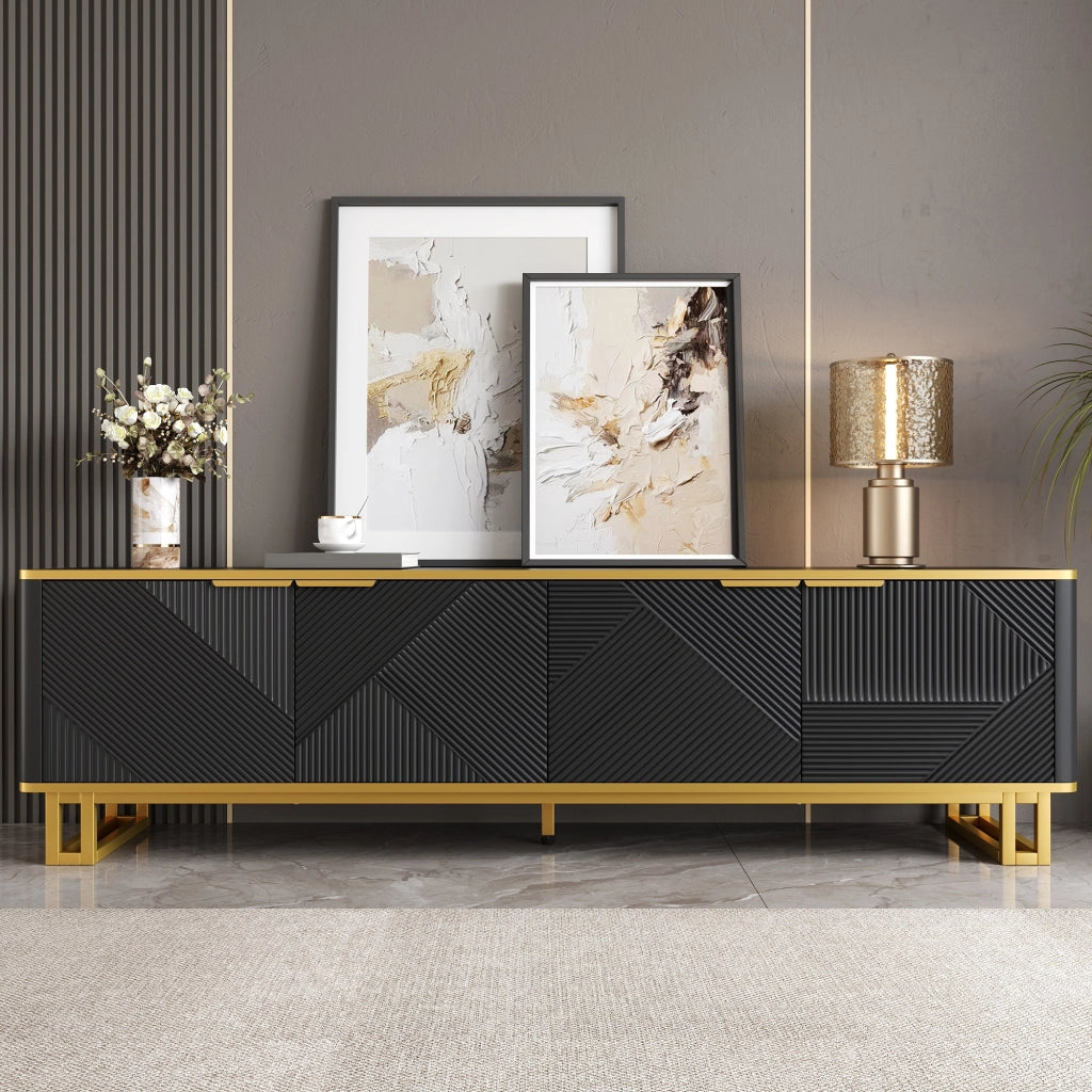 MOBILE TV 160x37,5x48 cm MDF Nero con texture geometrica