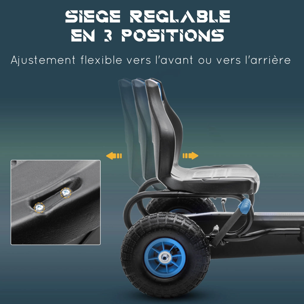 Triciclo a Pedali per Bambini ¨C zephmum ¨C Blu e Nero, Regolabile, 5-12 Anni