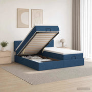 Letto ottomano con materasso con testiera 2 pz Blu Tessuto 3456725