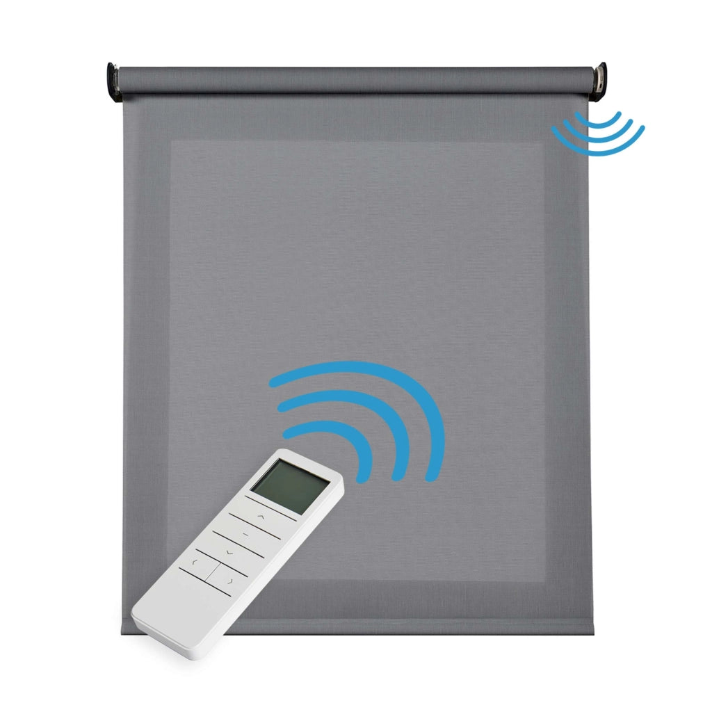 Tende a Rullo Motorizzate Screen Premium con finiture in alluminio Tessuto Tecnico con Motore e Telecomando  Grigio Scuro 200x250 cm