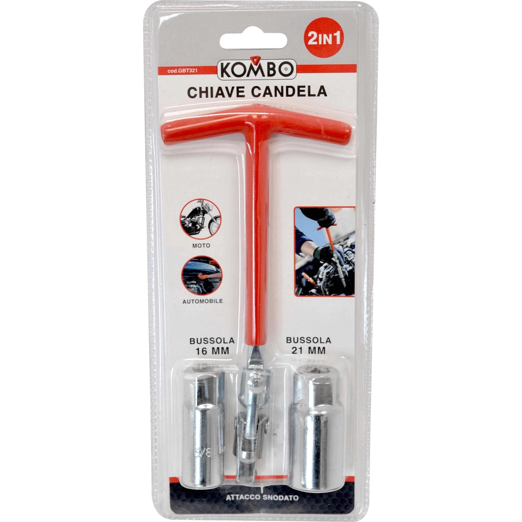 Chiave a Bussola Candela 2 in 1 16 mm e 21 mm – Universale per Candele Auto e Moto