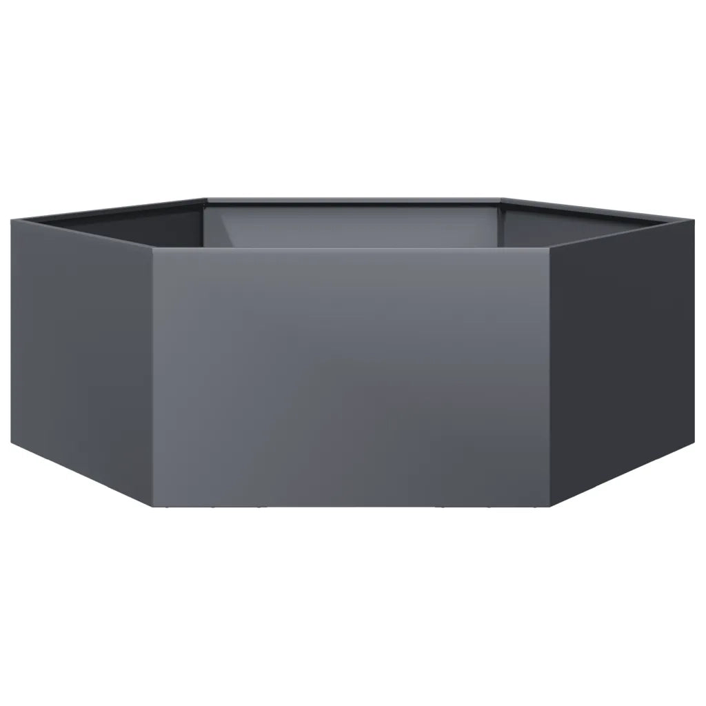 Fioriera da Giardino Antracite Esagono 138x120x45 cm in Acciaio 851138
