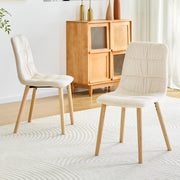Sedie da Pranzo in Tessuto Bianco con Gambe in Legno Massello ¨C MINIMAL ¨C Set 2 Pezzi