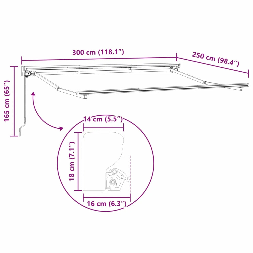 Tenda retrattile manuale Antracite 3 x 2,5 m 3420214