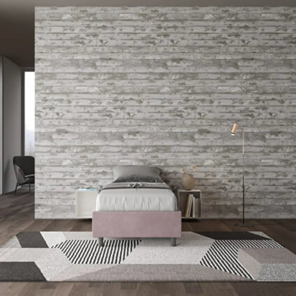 Letto singolo contenitore imbottito 80x200 microfibra glicine Azelia