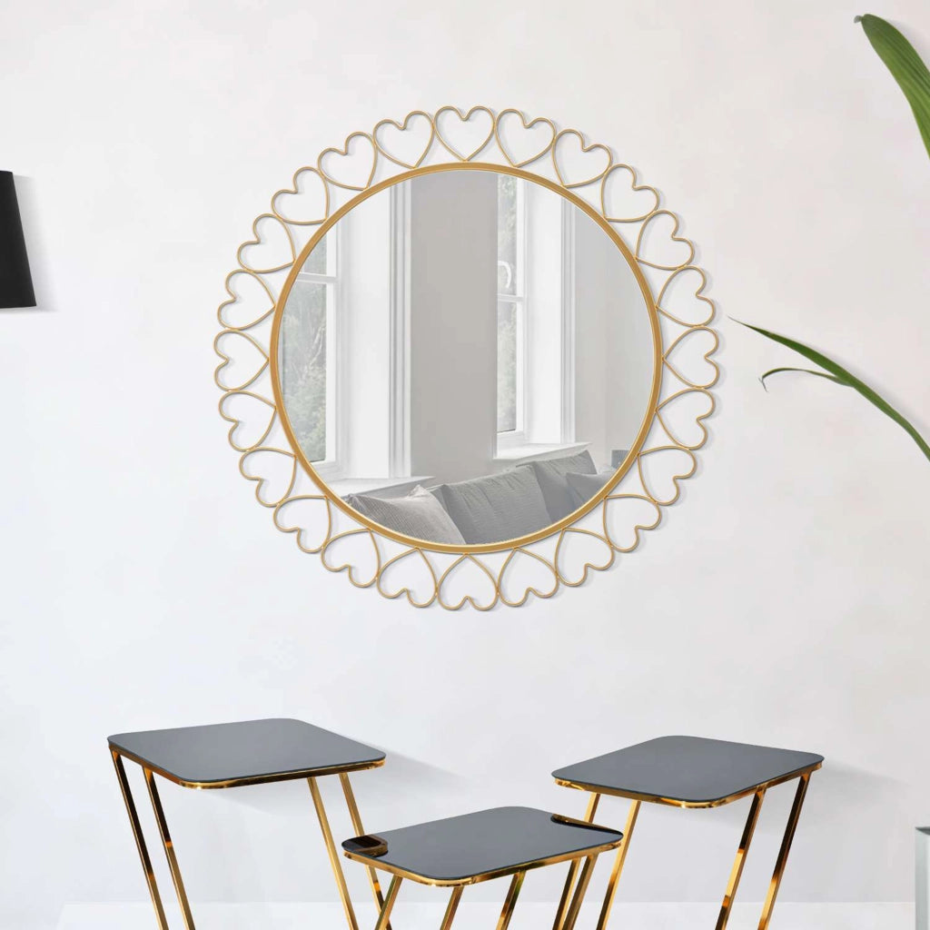 Fatatoza, Specchio Cornice con Cuori, 80x80h cm oro