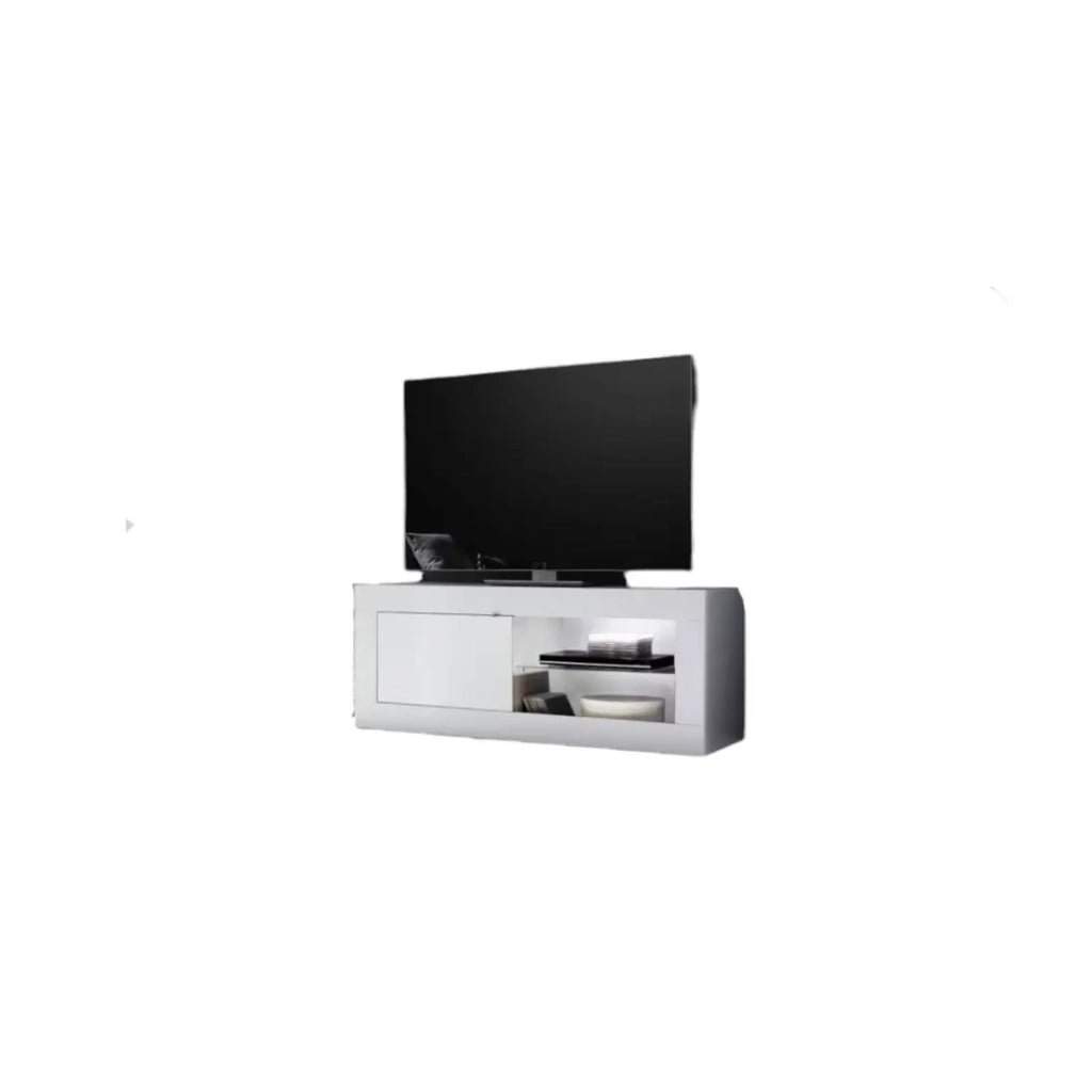 Mobile TV 1 porta ISORA - Bianco lucido - Design moderno ed elegante