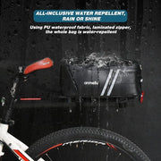 Borsa da bicicletta 8 litri - portabagagli posteriore - protezione da pioggia - impermeabile e riflettente - nero